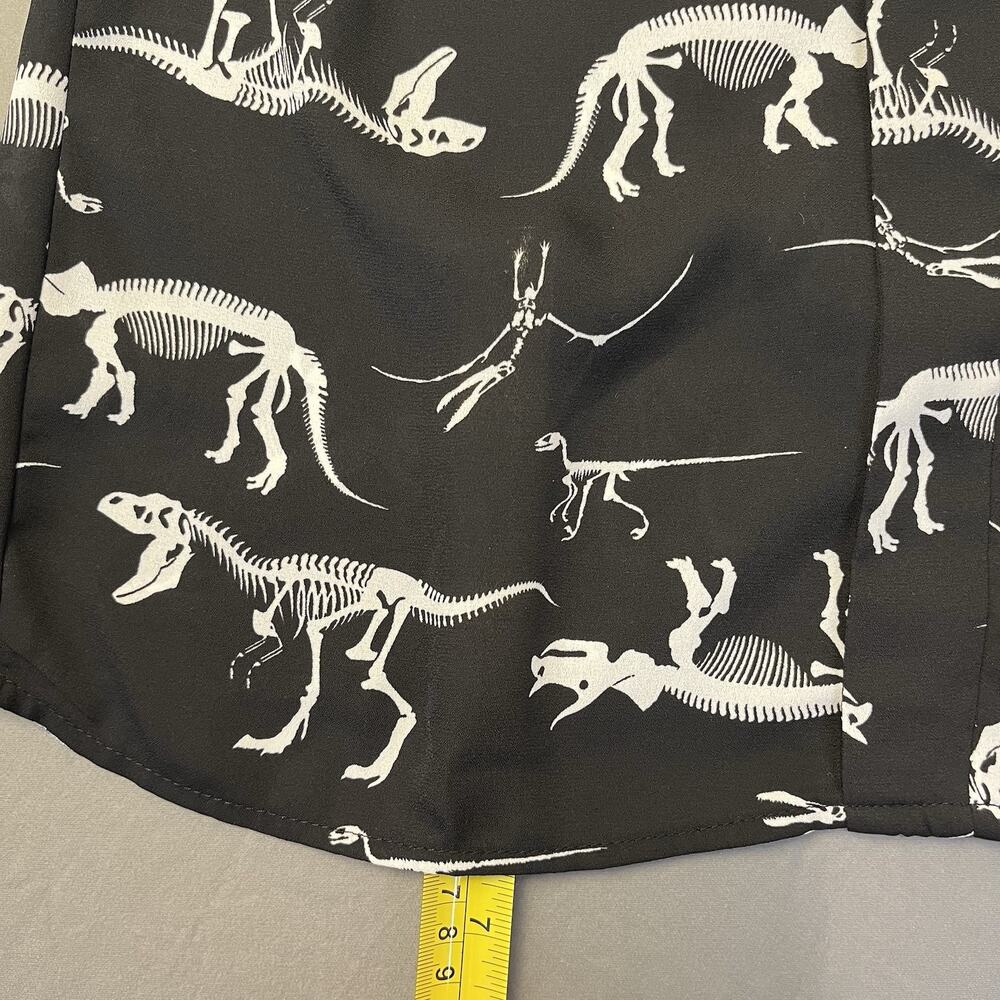 Modcloth Small Dinosaur Skeleton Sleeveless Top Accent Buttons Collared - Picture 13 of 13